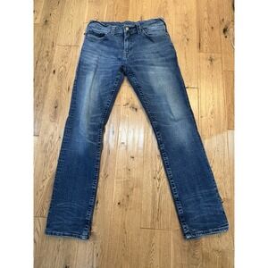 Men's True Religion Jeans Blue Ricky Relaxed Straight Fit  34X 32